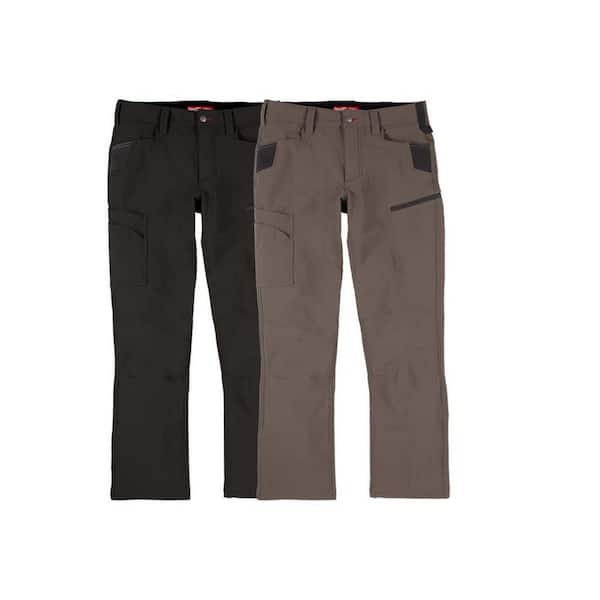 Men's 38 in. x 32 in. Black and Brown FREEFLEX Tech Work Pants with 7 Pockets (2-Pack)