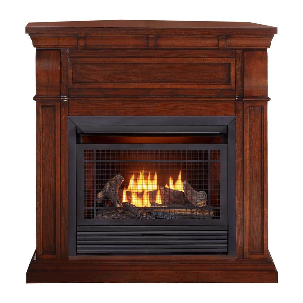 Dual Fuel Ventless Gas Fireplace - 26,000 BTU, Remote Control, Chestnut Oak