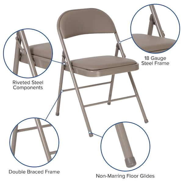 Flash Furniture Gray Standard Folding Chair with Upholstered Seat (Outdoor)