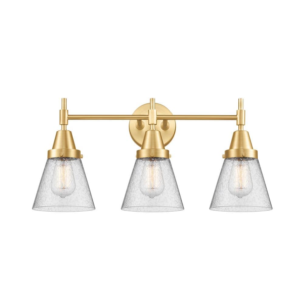 Cone 24.25 in. 3-Light Satin Gold Vanity Light with Glass Shade price history on PriceWatchPro