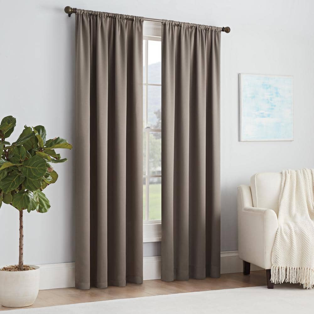 Mushroom Polyester Room-Darkening Rod Pocket Curtain Panel, 54" x 54"