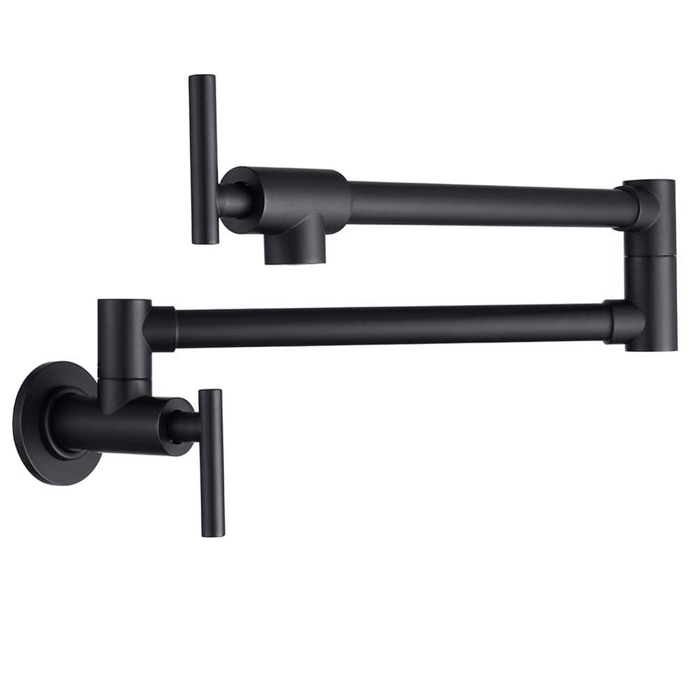 waterpar Wall Mounted Pot Filler with Lever Handle in Matte Black