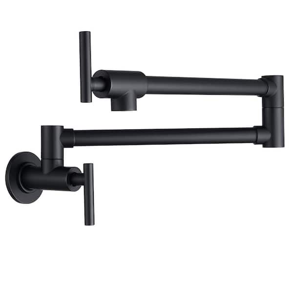 waterpar Wall Mounted Pot Filler with Lever Handle in Matte Black