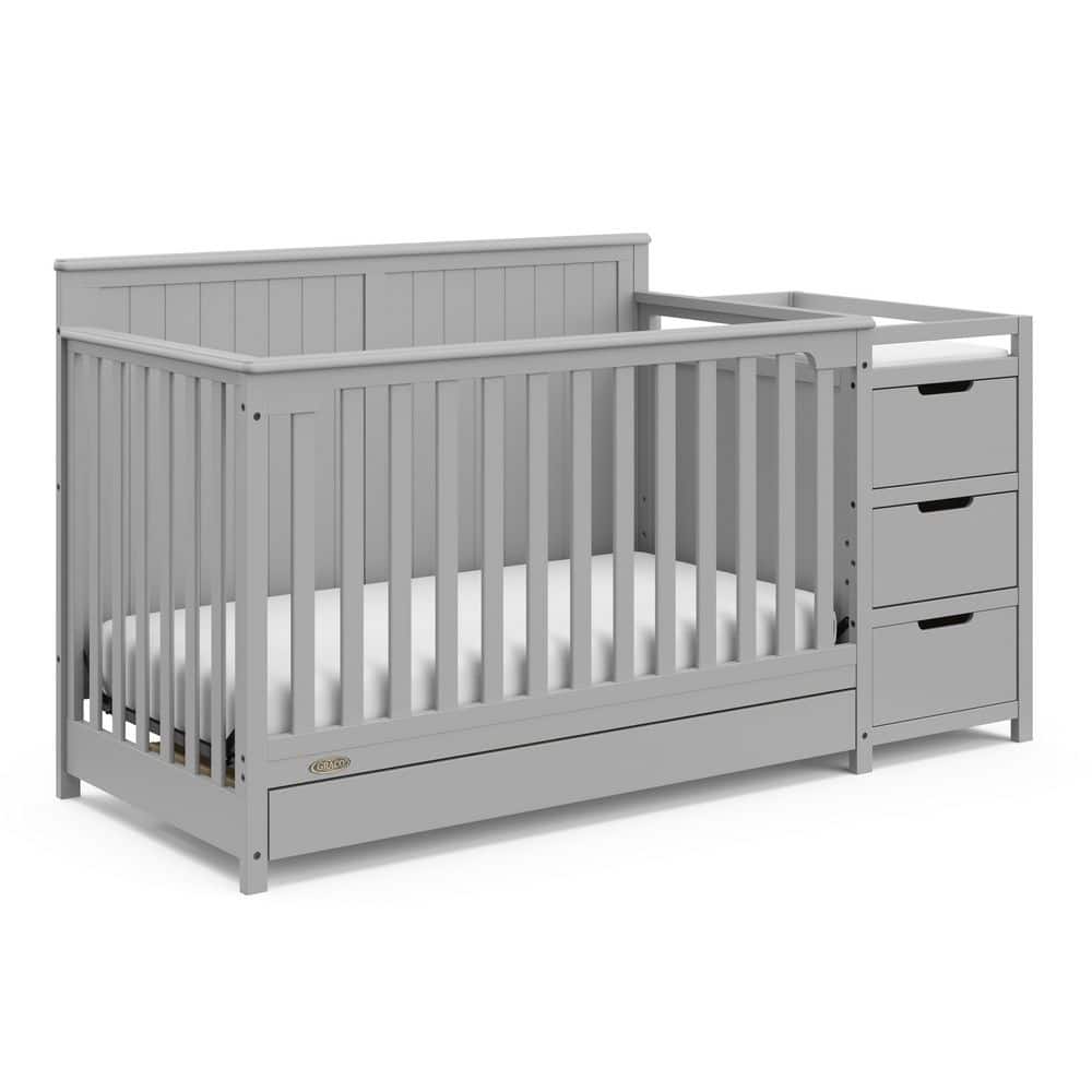 Hadley Pebble Gray 4-in-1 Convertible Crib and Changer with Drawer