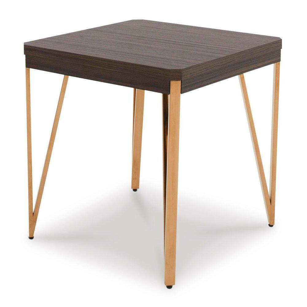 Dark Brown and Gold Rectangular Coffee and End Table Set
