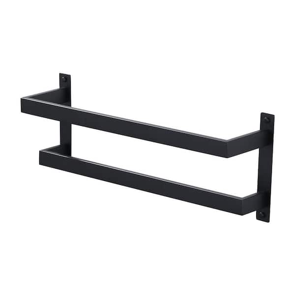 ARCORA Square 20 in. Wall Mounted Towel Rack Single Towel Holder in Matte Black