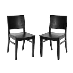 2-Pack Naples Commercial Grade Solid Wood Dining Chairs with Curved Backrests and Black Finish