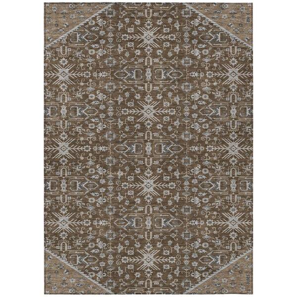 Chantille Machine Washable Indoor/Outdoor Abstract ACN3050 Chocolate 10 ft. x 14 ft. Area Rug