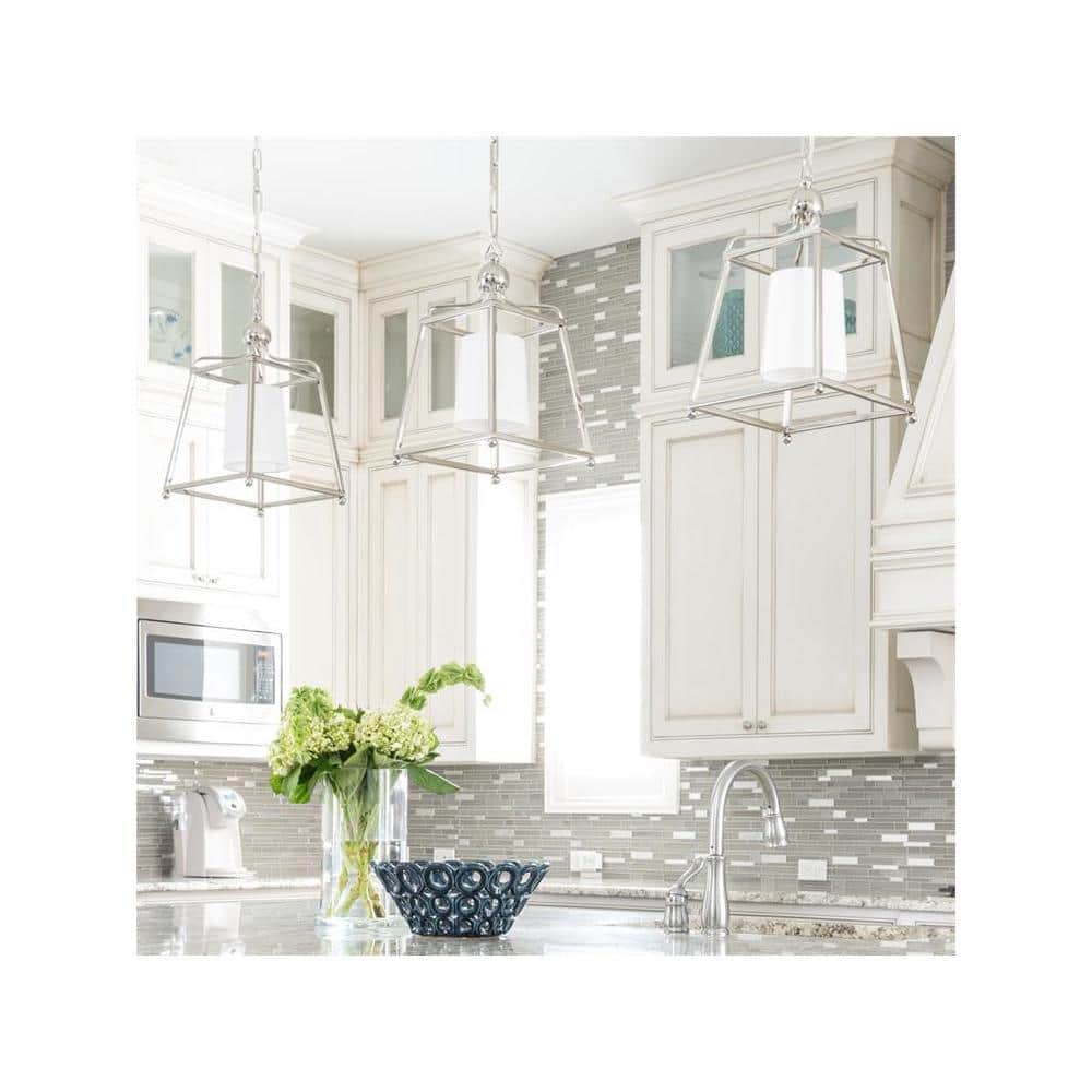 Mini Sylvan Polished Nickel LED Pendant with Ivory Silk Shade