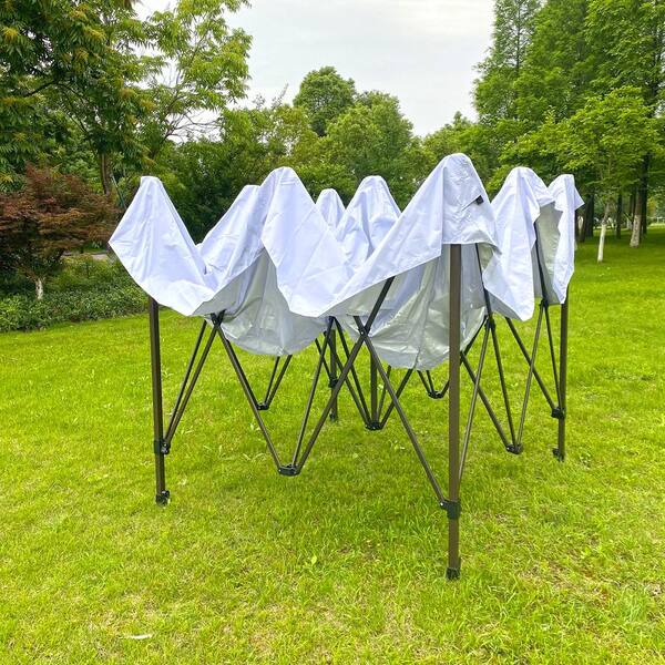 9.8 ft. x 9.8 ft. White Outdoor Easy Pop up Canopy Tent, Folding Portable  Tent in White