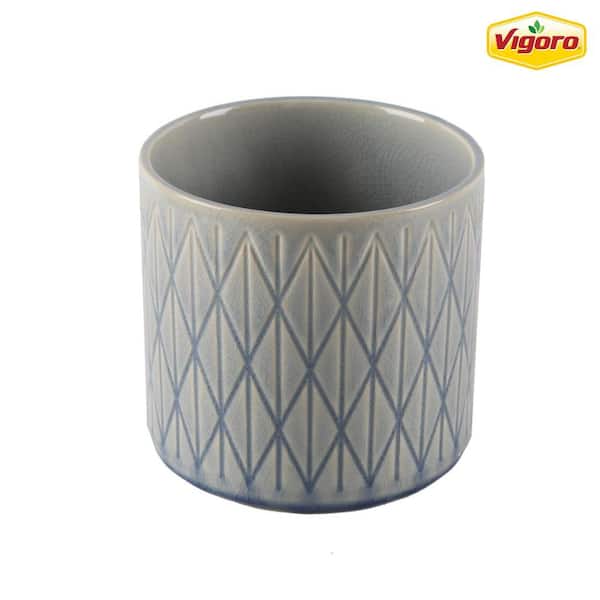 Vigoro 6 in. Malibu Small Blue Textured Ceramic Pot (6 in. D x 5.5 in. H)