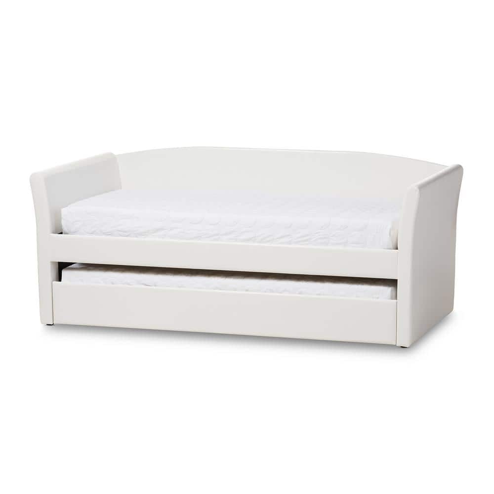 Twin Camino Contemporary White Faux Leather Daybed with Trundle