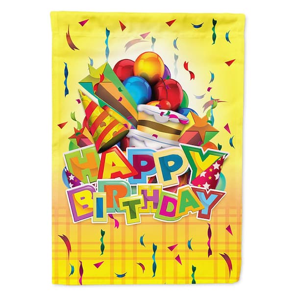 Caroline's Treasures 11 in. x 15-1/2 in. Polyester Happy Birthday Party 2-Sided 2-Ply Garden Flag