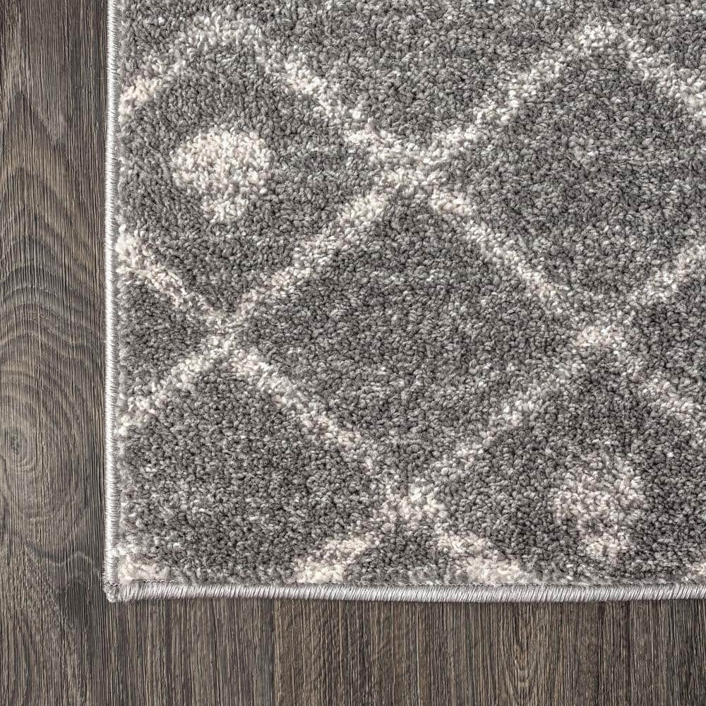 Modern Moroccan-Inspired Gray Synthetic Area Rug - Easy Care 3x5