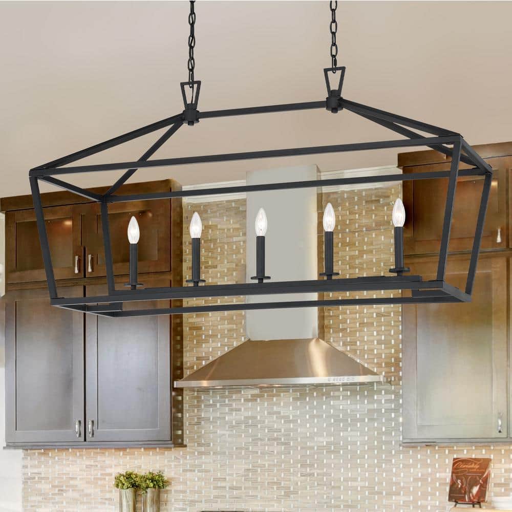 Townsend Matte Black 5-Light LED-Compatible Candle Chandelier