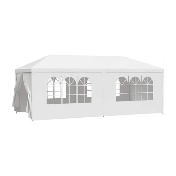 10 ft. x 20 ft. Wedding Party Canopy Tent Outdoor Gazebo with 6 Removable Sidewalls, White
