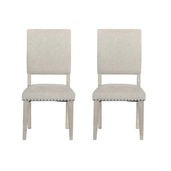 EVERGLADE HOME Baldwyn Weathered Beige Chenille Fabric Dining Chair (Set of 2)