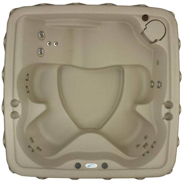AquaRest Spas AR-500 5-Person 13-Jets Hot Tub Spa with Easy Plug N Play, Lounger Seat and LED Waterfall in Sandstone