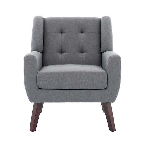 Uixe Gray Linen Upholstered Armchair Set of 1