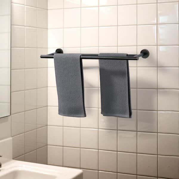 24 in. Wall Mounted Double Towel Bar in Oil Rubbed Bronze