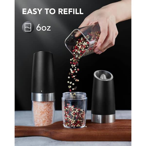 Rechargeable Electric Salt & Pepper Grinder Set - LED Light, Adjustable Coarseness, One-Hand Use