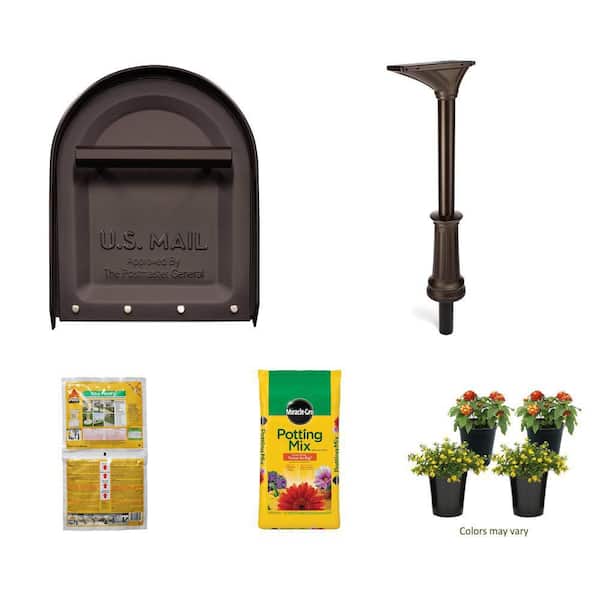 Sequoia Mailbox, Post, Post Mix, Potting Mix, Lantana (4-Pack)