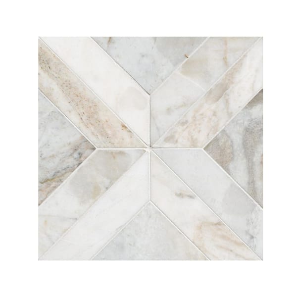 Arabescato Venato White Argyle 12 in. x 12 in. x 0.38 in. Honed Marble Mesh Mounted Mosaic Tile 10 sq.ft./Case