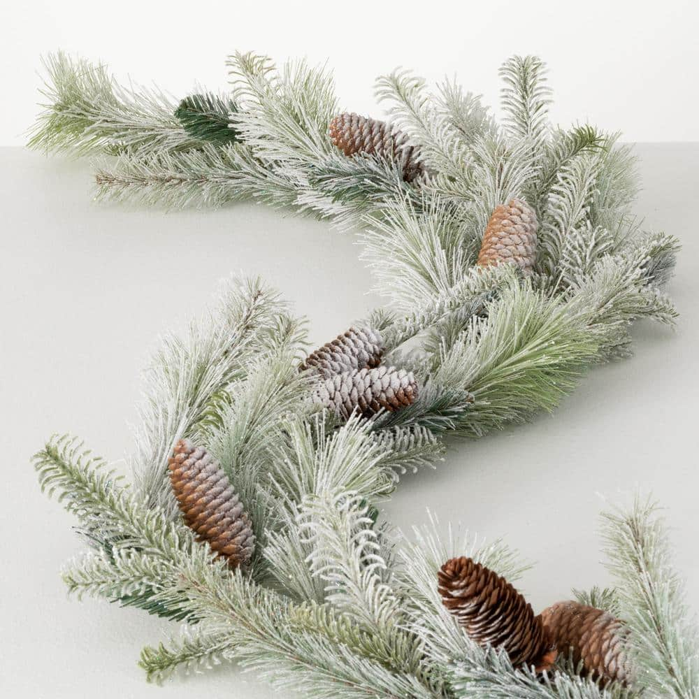 Sullivans 6' Frosted Fern & Cone Artificial Garland 72L Green