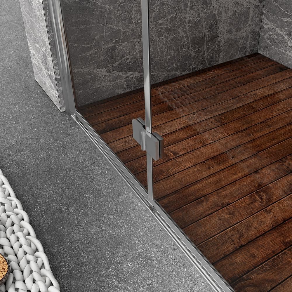36" x 72" Chrome Semi-Frameless Bifold Shower Door with Clear Glass