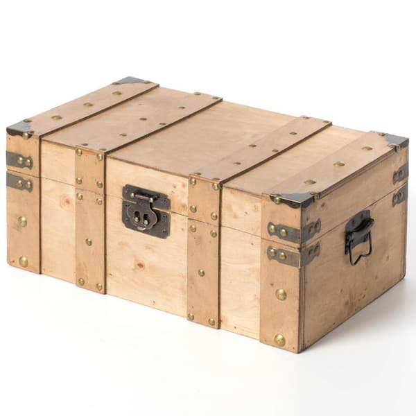 Natural Large Wooden Style Trunk with Handles QI004014.L - The