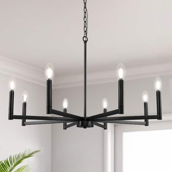8-Light Black Candle Empire Chandelier for Kitchen Island with No Bulbs Included