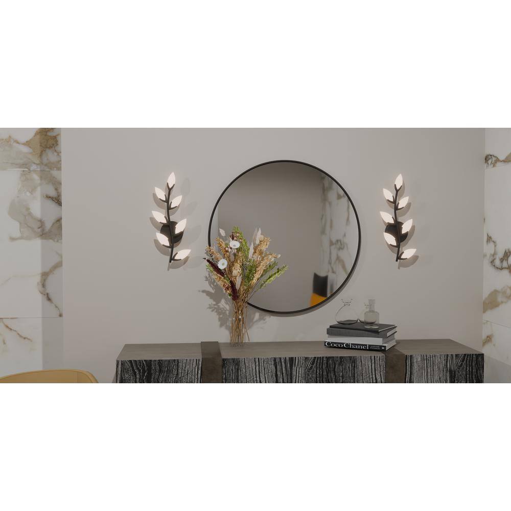 Matte Black 21" LED Wall Sconce with Frosted Leaves
