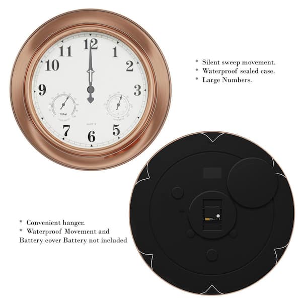 HOBYLUBY 26'' Large Outdoor Clock Silent No-Ticking, Sun