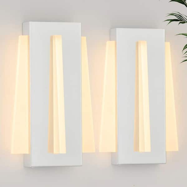 3-Light Modern LED Chrome Wall Sconce with Acrylic Shade Dimmable Sconces Wall Lighting (2-Pack)