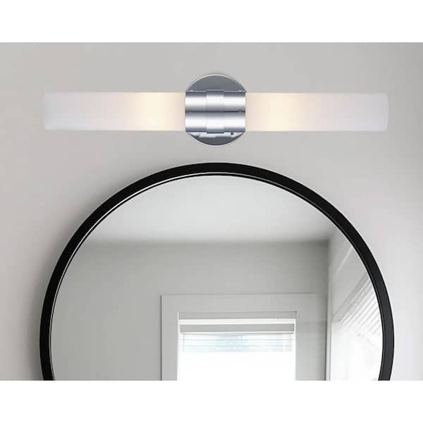 Bel Air Lighting Fusion 20.5 in. 2-Light Polished Chrome Linear Bathroom Vanity Light Fixture with Frosted Glass