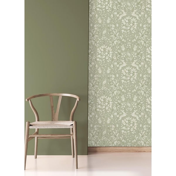 Plains by Farrow & Ball - Light Moss Green - Wallpaper - BR 3408