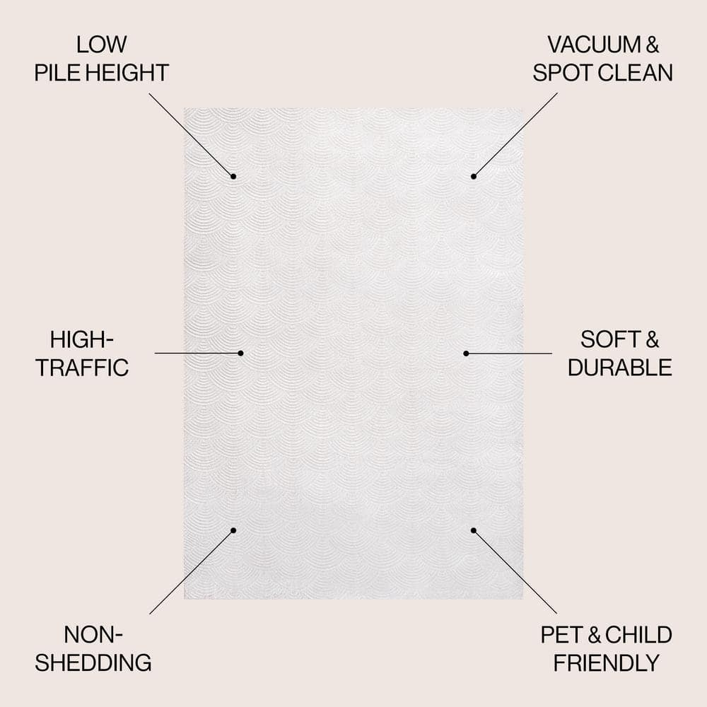 Porter White and Light Gray Geometric Polyester Area Rug