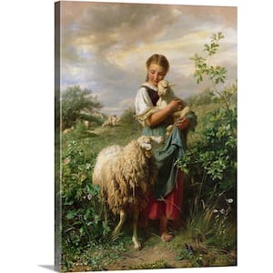 "The Shepherdess, 1866" by Johann Baptist Hofner Canvas Wall Art