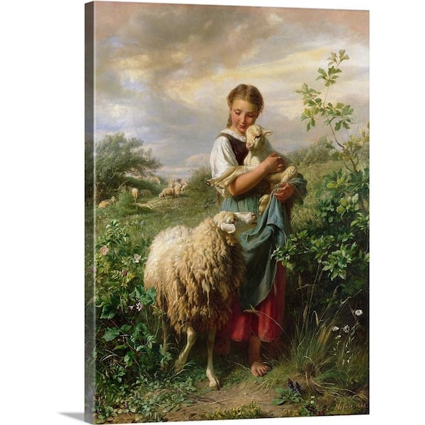 The Shepherdess, 1866 by Johann Baptist Hofner Canvas Wall Art