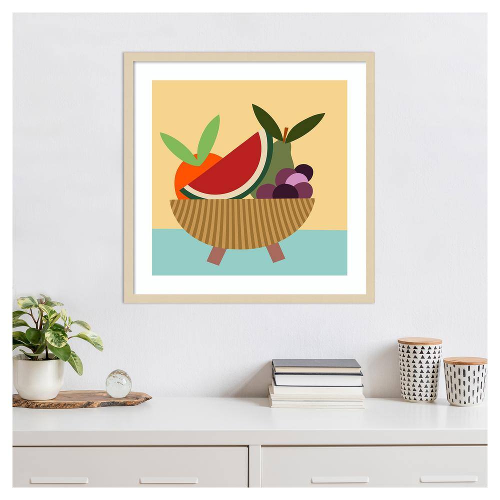 Svelte Natural Framed Graphic Fruit Bowl V Print, 25"