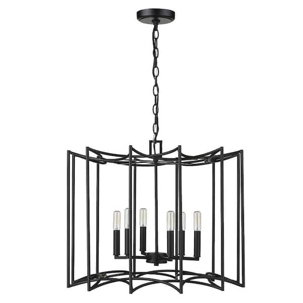 60-Watt 8 Light Black Pendant Light with Metal, No Bulbs Included