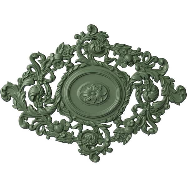 Ekena Millwork 22-1/2" W x 30-3/8" H x 1-1/2" Katheryn Urethane Ceiling, Hand-Painted Athenian Green