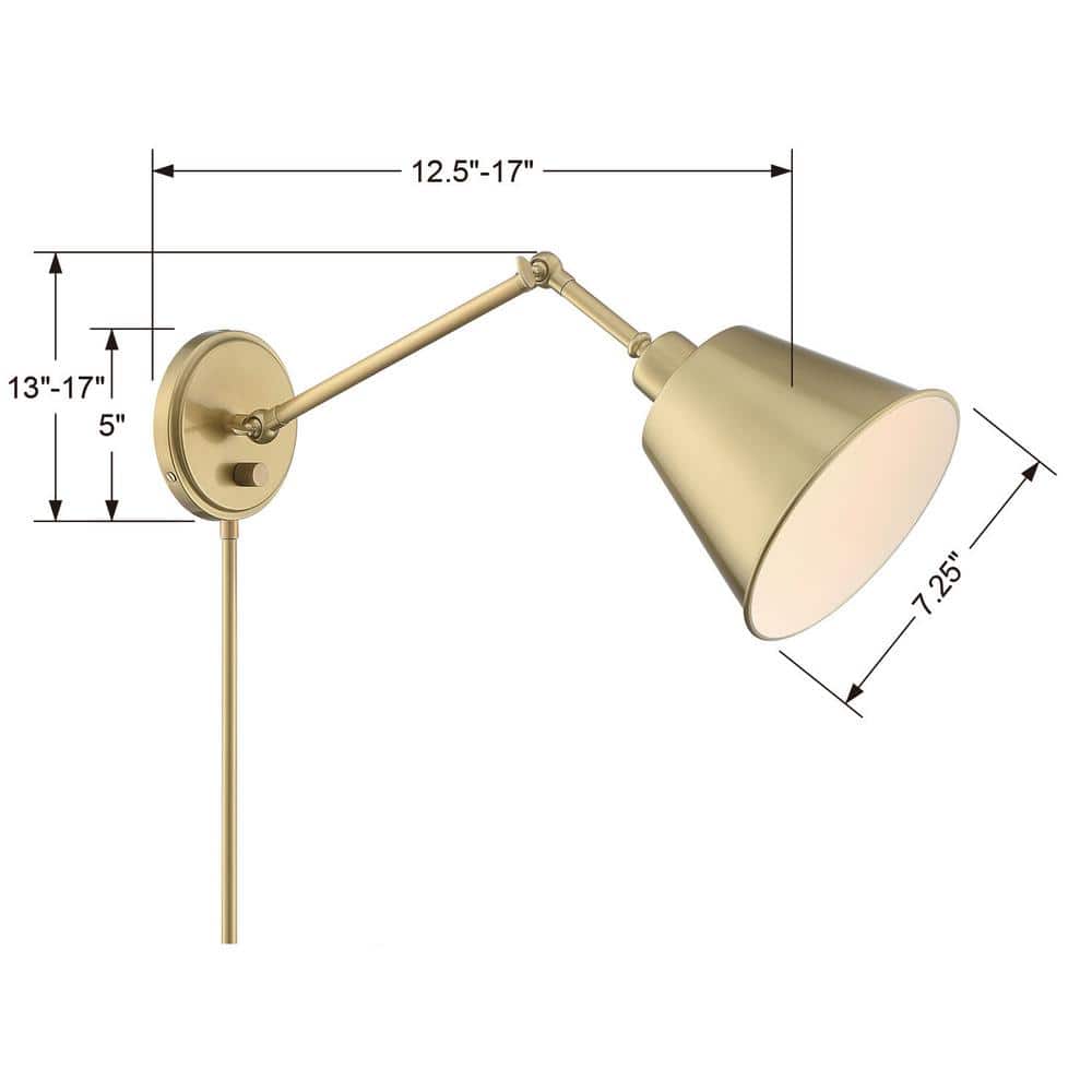 Aged Brass Adjustable Arm Dimmable Wall Sconce
