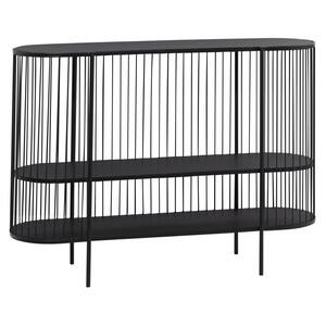 48 in. Black Extra Large Oval Metal Narrow Open Wire Frame 2 Shelf Console Table