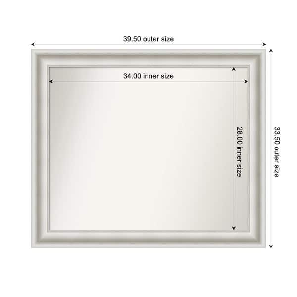 Amanti Art Parlor White 39.5 in. W x 33.5 in. H Custom Non-Beveled Recycled Polystyrene Framed Bathroom Vanity Wall Mirror