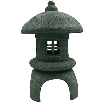 Solar 17 in. Large Round Dome Pagoda in Stone Gray