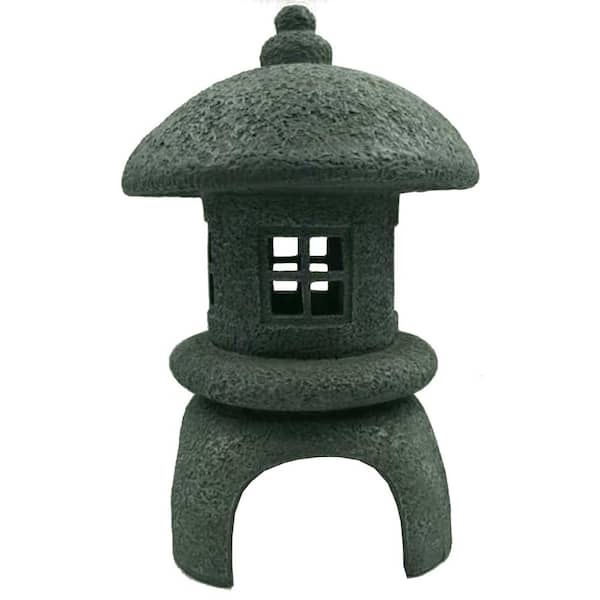 Unbranded Solar 17 in. Large Round Dome Pagoda in Stone Gray