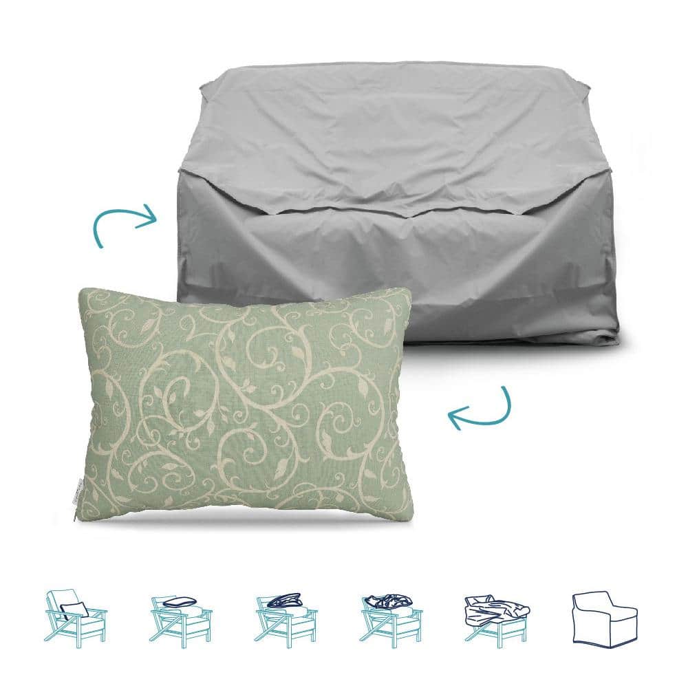 Pillow-To-Cover 16 in. x 24 in. Cabaret Blue Haze Pillow Loveseat Cover
