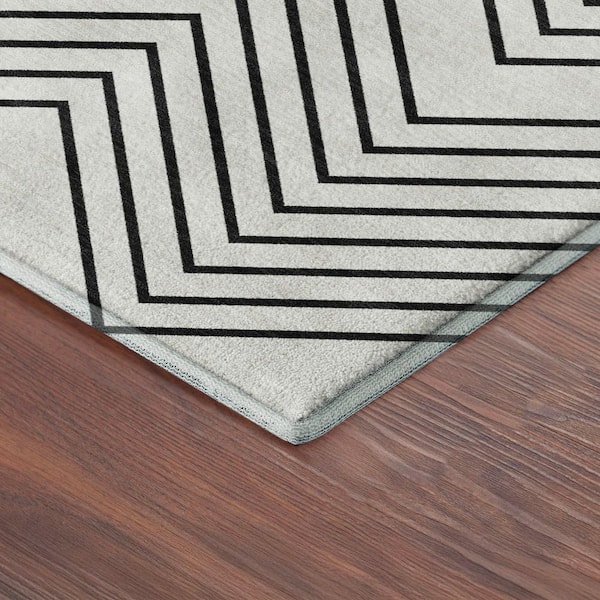 Mayfield Premium Machine Washable Abstract AMF2390 Ivory 5 ft. x 7 ft. 6 in. Area Rug