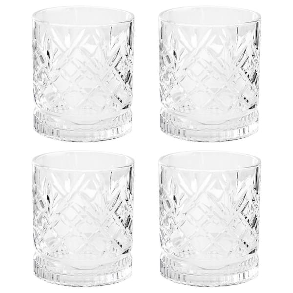 Gibson Home 4-Piece 13 oz. Diamond Embossed Double Old Fashioned Glassware Set